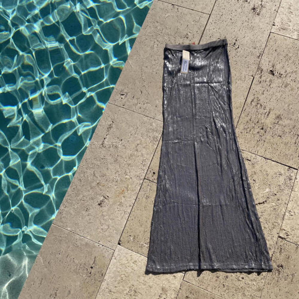 Chan Luu Castle Maxi Skirt - XS - Grey Silver Sequin NWT